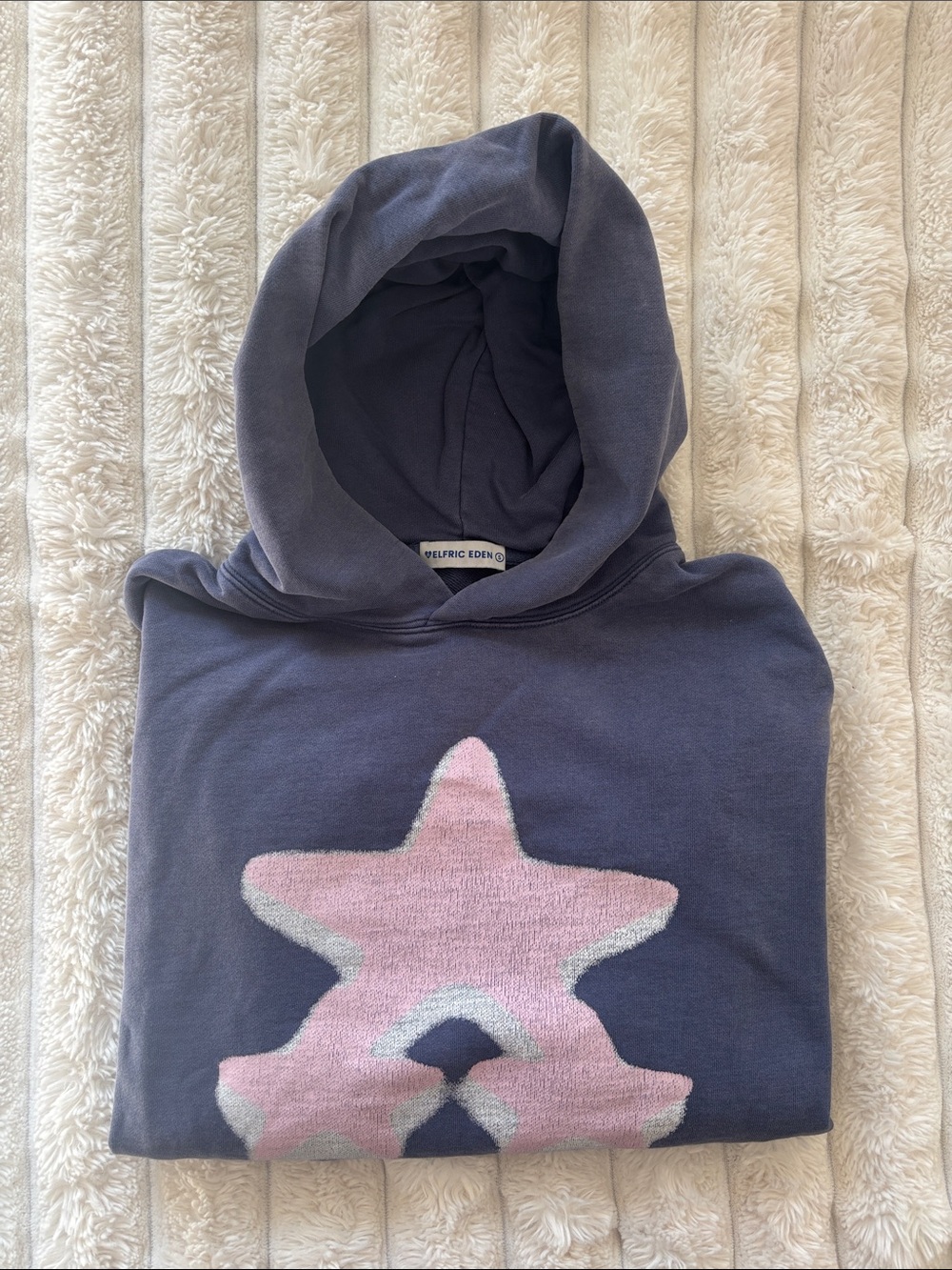 Aelfric Eden Navy Hoodie with Pink Star Motif
